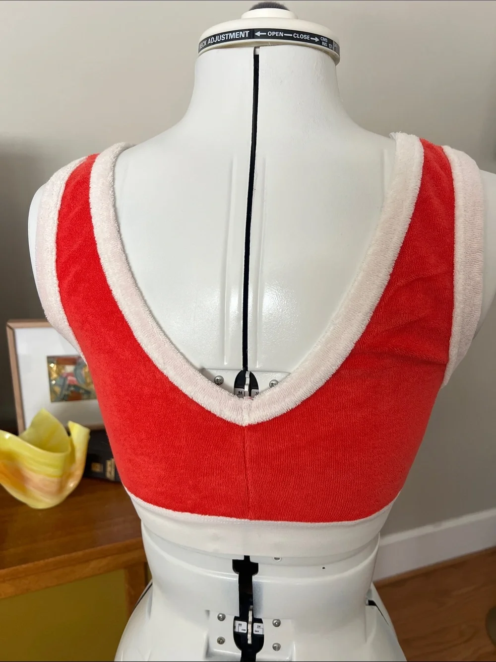 Zara Red and Cream Terry Bralette with Keyhole